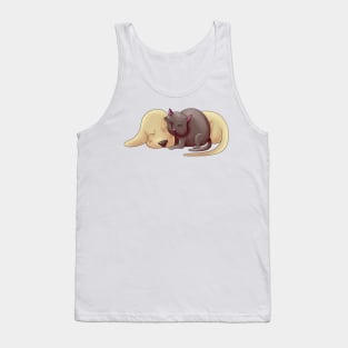 Cat and dog napping cute illustration Tank Top